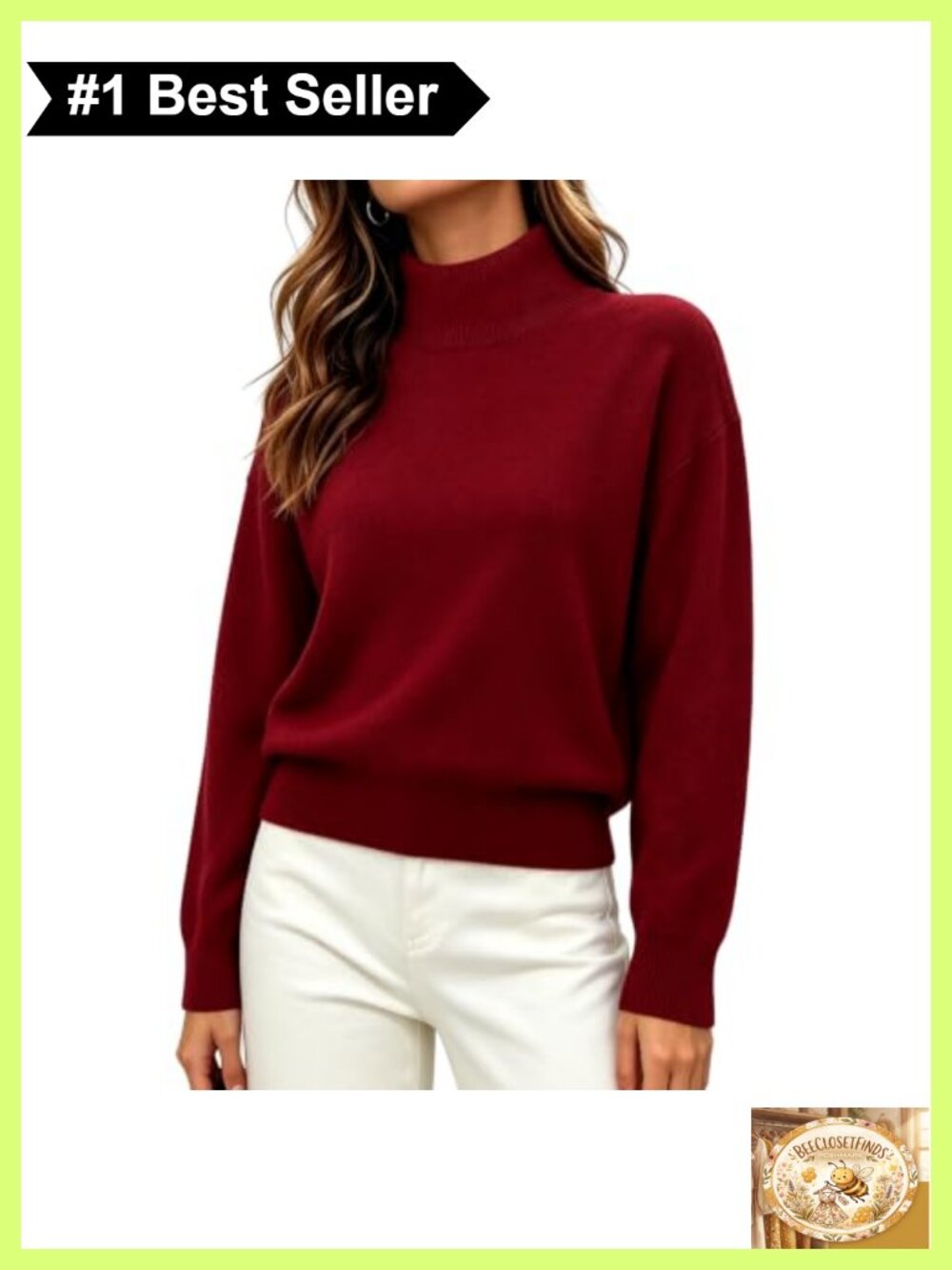 Women's Turtleneck Sweater Long Sleeve Knit Pullover Top